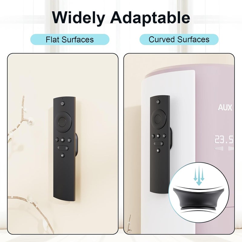 Vaszu Magnetic Remote Control Holder Self-Adhesive Wall Mount, 6 Pack Upgraded Silicone Organizer Storage Wall Holder for Home Office TV, Fan and Air Conditioner Remote Control Black - Image 2